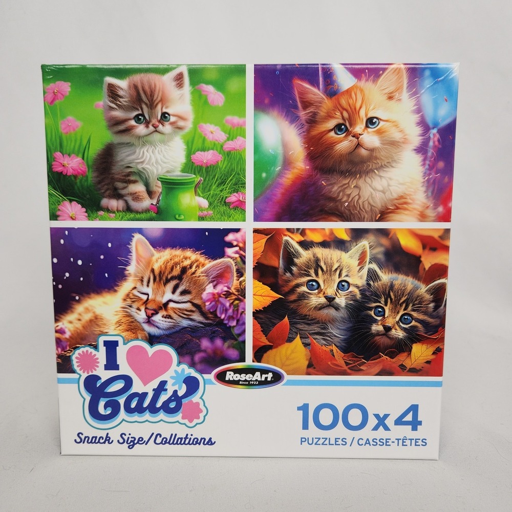New‎ Sealed RoseArt "I Love Cats" 4 x 100 Pc Multi-Pack Jigsaw Puzzles